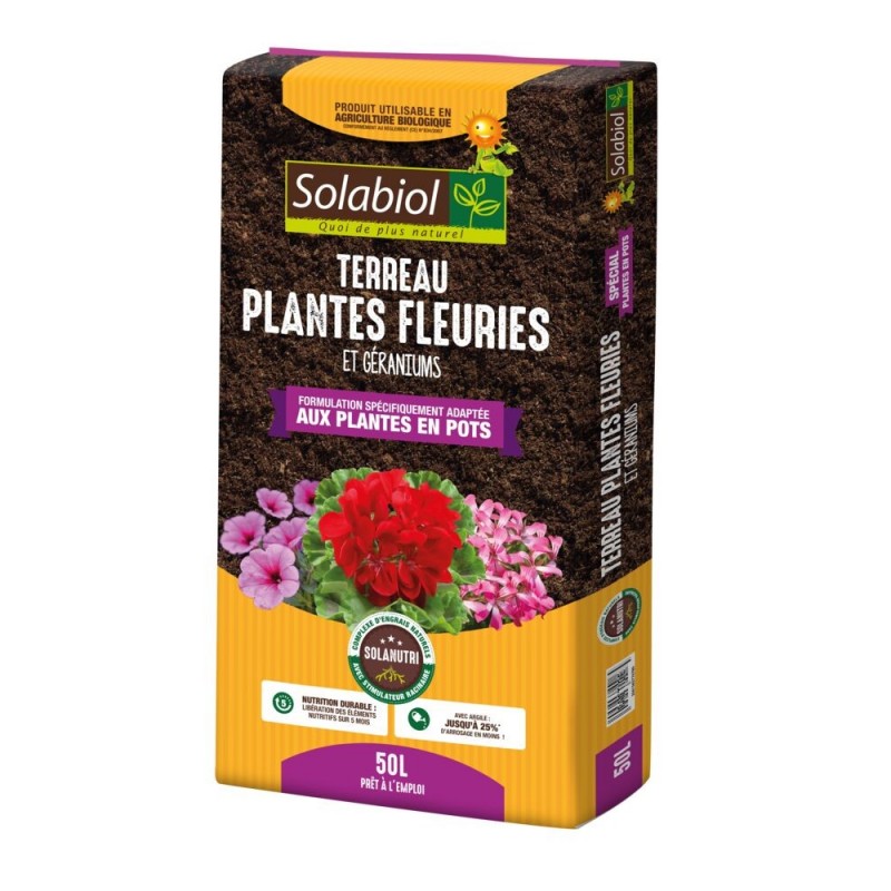Terreau géraniums et plantes fleuries - 50l